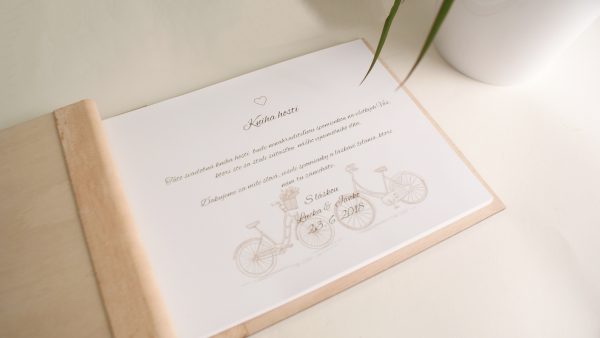 Drevená svadobná kniha hostí bicykle Svadobné knihy hostí - ELART 8