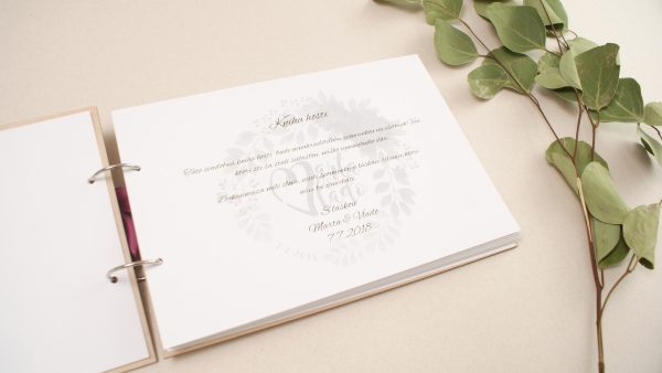 Drevená svadobná kniha hostí romantický venček Svadobné knihy hostí - ELART 7