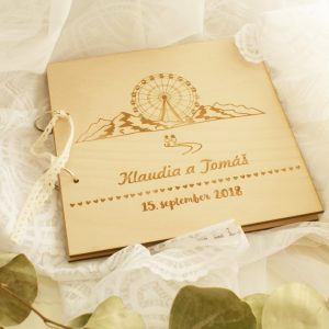 Drevená svadobná kniha hostí hory Svadobné knihy hostí - ELART