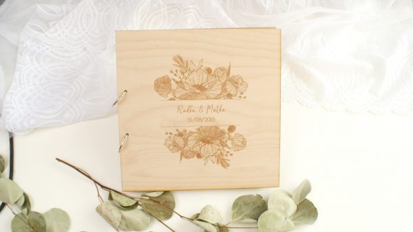 Drevená svadobná kniha hostí kvety Svadobné knihy hostí - ELART 7